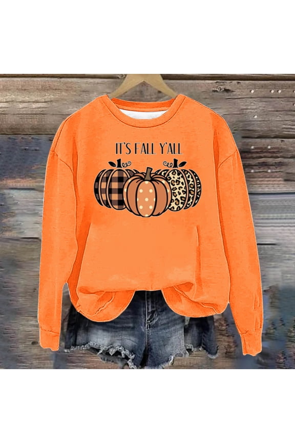 Thanksgiving 2025! Tops for Women Plus Size ,Women's Casual Thanksgiving Day Print Round Collar Long Sleeve Hooded Loose Sweater Jacket,Thanksgiving Tops for Women