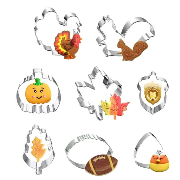 Thanksgiving Clearance! VOAVEKE Halloween Cake Molds for Baking, Halloween Party Supplies, Fall Thanksgiving Molds 8 PCS Season Molds Stainless Steel