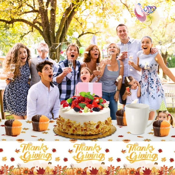 VOAVEKE Thanksgiving Halloween Fall Decorative Table Cloth, Fall Decorations for Home, Thanksgiving Tablecloth Maple Leaf Accessories Holiday Party Background Wall Table