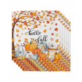 thumbnail image 1 of Thanksgiving Cloth Napkins Set of 6 Reusable Dinner Napkins, Fall Maple Leaf Orange White Pumpkin Cocktail Napkin Washable Table Napkins for Wedding/Holiday Party/Baby Shower 20"x20", 1 of 7