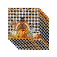 thumbnail image 1 of Thanksgiving Cloth Napkins Set of 8 Reusable Dinner Napkins, Fall Turkey Pumpkin Maple Leaf Black Plaid Cocktail Napkin Washable Table Napkins for Wedding/Holiday Party/Baby Shower 20"x20", 1 of 7