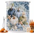 thumbnail image 1 of Thanksgiving Coastal Shower Curtain, Waterproof Shower Curtains for Bathroom, Fall Pumpkin Starfish Wood Grain Washable Fabric Bathtub Curtain Set Bath Decor with 12 Hooks 72"x78", 1 of 8
