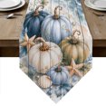 thumbnail image 1 of Thanksgiving Coastal Table Runner Linen Burlap Table Runner 120 Inches Long Fall Pumpkin Starfish Wood Grain Dresser Scarves for Kitchen Island Coffee Dining Room Party Holiday Decoration 13"x120", 1 of 8