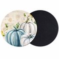 thumbnail image 1 of Thanksgiving Coasters Set of 2, Absorbent Coasters for Drinks, Country Blue White Pumpkin Leaf Flowers Coaster for Desk Coffee Table Protection, Home Decor House Warming Gifts 4", 1 of 8