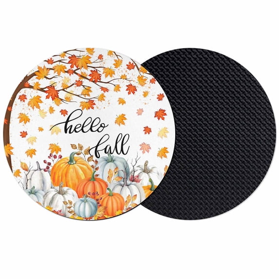Thanksgiving Coasters Set of 2, Absorbent Coasters for Drinks, Fall Maple Leaf Orange White Pumpkin Coaster for Desk Coffee Table Protection, Home Decor House Warming Gifts 4"