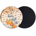 thumbnail image 1 of Thanksgiving Coasters Set of 2, Absorbent Coasters for Drinks, Orange White Pumpkin Maple Leaf Branches Coaster for Desk Coffee Table Protection, Home Decor House Warming Gifts 4", 1 of 8