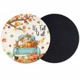 thumbnail image 1 of Thanksgiving Coasters Set of 2, Absorbent Coasters for Drinks, Retro Pumpkin Truck Maple Leaf Branch Coaster for Desk Coffee Table Protection, Home Decor House Warming Gifts 4", 1 of 8