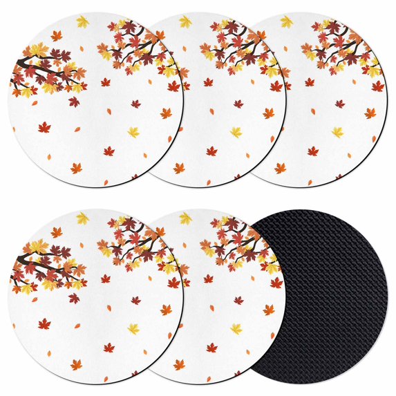Thanksgiving Coasters Set of 6, Absorbent Coasters for Drinks, Fall Maple Lea Farmhouse Autumn Coaster for Desk Coffee Table Protection, Home Decor House Warming Gifts 4"