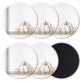 thumbnail image 1 of Thanksgiving Coasters Set of 6, Absorbent Coasters for Drinks, Grey White Pumpkin Stripes Autumn Leaf Coaster for Desk Coffee Table Protection, Home Decor House Warming Gifts 4", 1 of 8