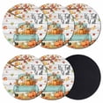 thumbnail image 1 of Thanksgiving Coasters Set of 6, Absorbent Coasters for Drinks, Maple Leaf Farm Pumpkin White Wood Grain Coaster for Desk Coffee Table Protection, Home Decor House Warming Gifts 4", 1 of 8