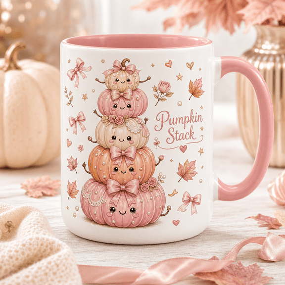 Thanksgiving Coffee Cup Coquette Pumpkin Stack Ceramic for Coffee and Tea Fall Gift