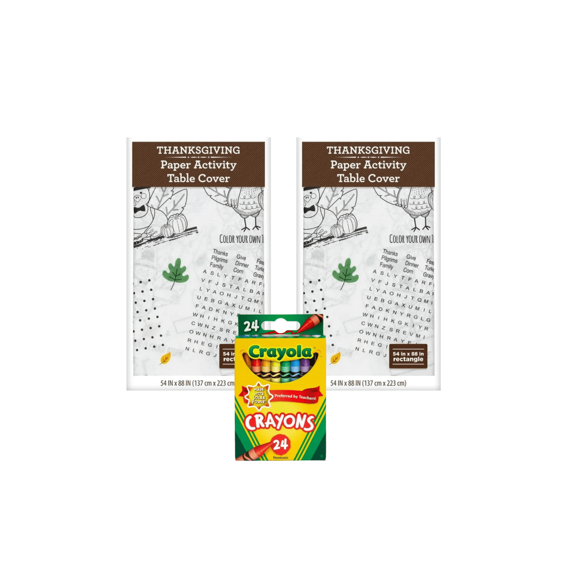 Thanksgiving Coloring Tablecloth Activity Paper Measures 54" x 88" Set ...