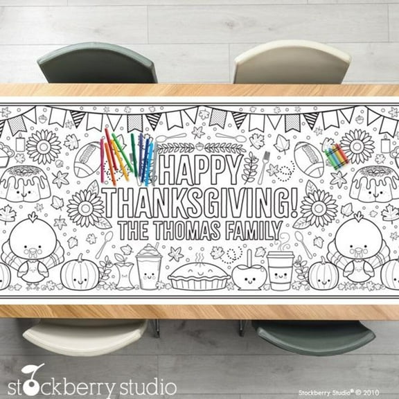 Thanksgiving Coloring Tablecloth Giant Fall Birthday Decoration