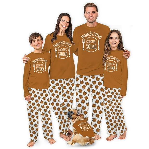 Thanksgiving Cooking Squad Matching Family Pajamas, Family And Dog Thanksgiving PJs, Size NB - Men 6XL