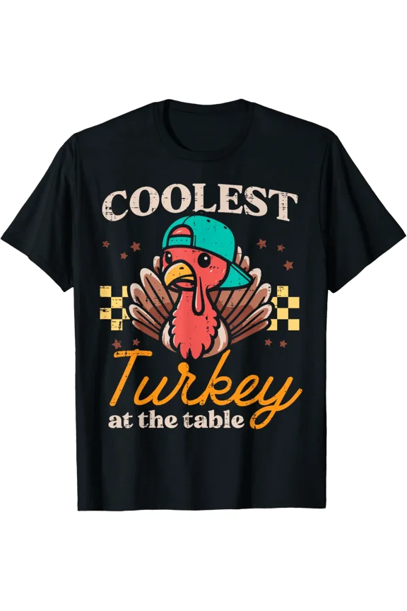 Thanksgiving Coolest Turkey At Table Toddler Youth T-Shirt TShirt