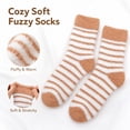 thumbnail image 1 of Thanksgiving Coral Fleece Socks Soft Plush Crew Socks With Heart Pattern Fuzzy Striped Cozy Indoor Home Socks For Women (A), 1 of 5