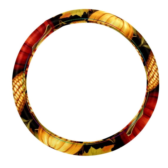 Thanksgiving Corn 14.5 Inch Printing PVC Leather Car Wheel Cover Steering Wheel Cover Auto Accessories