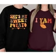 thumbnail image 1 of Thanksgiving Couples Sweatshirt Unisex Long Sleeve Crewneck Shirt For Men And Women Baggy Sweat Shirts Women Hoodies Adult Women Ladies Full Zip Shirts Light Pullover Women Comfy Striped Print Long, 1 of 3