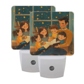 Thanksgiving Cozy Family Illustration LED Night Light with Smart Sensor Plug Into Wall Dusk to Dawn 2 packs