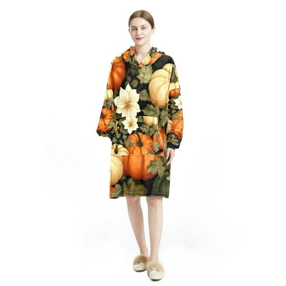 Thanksgiving Cozy Microfiber Polyester Wearable Blanket - Ultra Soft Lounge Comfort - Snuggle Up for All-Day Relaxation - Gift Idea for Home and Travel Use