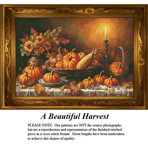 Thanksgiving Cross Stitch Patterns | A Beautiful Harvest (Pattern Only, You Provide The Floss and Fabric)