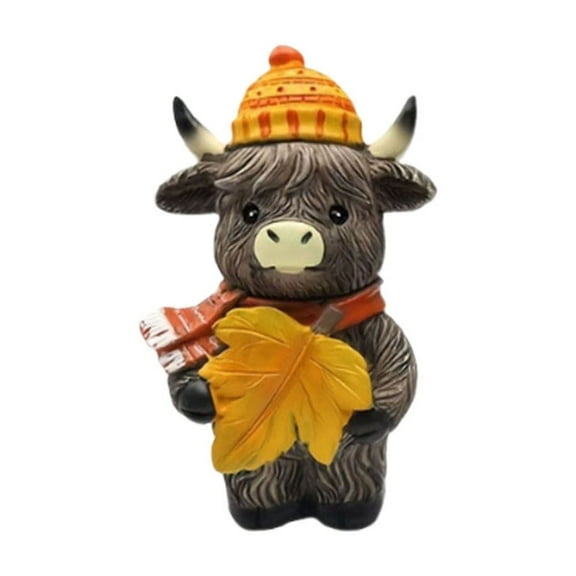 Thanksgiving Cute Resin Figurine – Highland Cow, Turkey, Maple Leaves & Pumpkin Details, Ideal Autumn Home Decor to Boost Holiday Ambiance