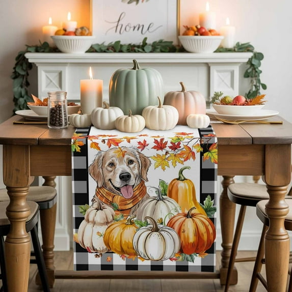 Thanksgiving Cute Table Runner, Autumn Thanksgiving Kitchen Dining Table Decoration for Home Party Decor 13x48 Inches