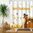 thumbnail image 1 of Thanksgiving Cute Turkey Shower Curtain Autumn Fall Maple Leaf Shower Curtains Sets Lovely Give Thanks Bathroom Curtain in with 12 Hooks, 1 of 7
