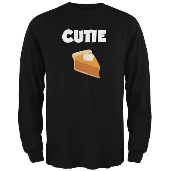 Thanksgiving Cutie Pie Black Adult Long Sleeve T-Shirt - X-Large