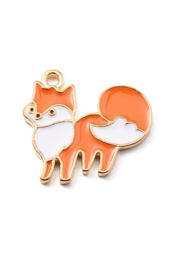 Thanksgiving Day Alloy Enamel Pendants Light golden Fox 18.5x20x1.5mm Hole: 1.8mm