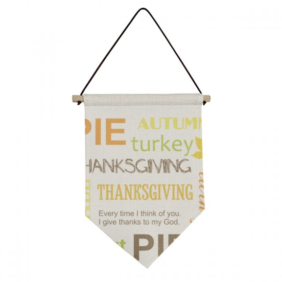 Thanksgiving Day Autumn Pie Pattern Canvas Flag Hanging Wall Art Decor Banner