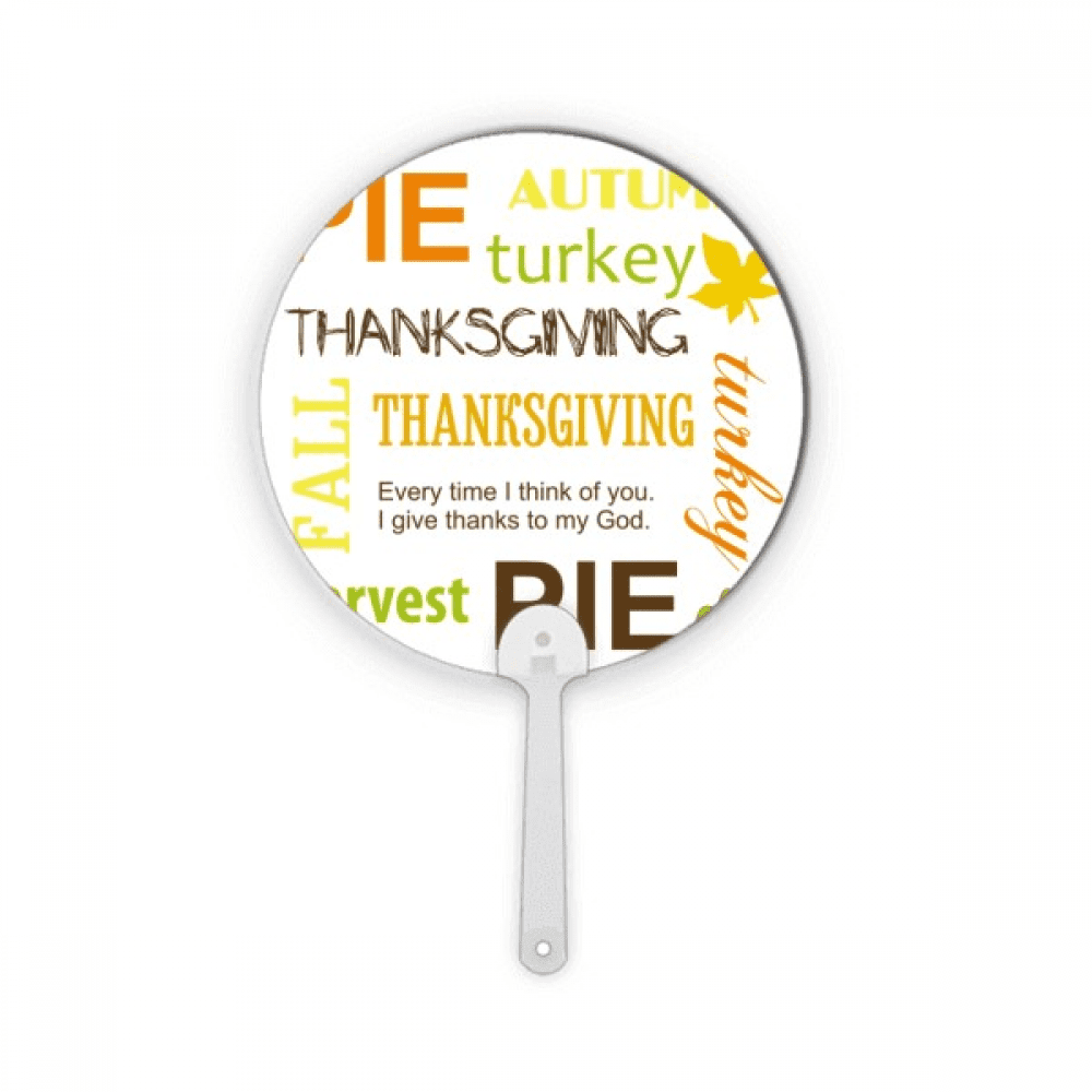 Thanksgiving Day Autumn Pie Pattern Plastic Round Handheld Fan Decorations Craft