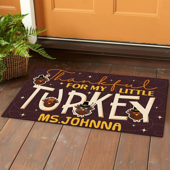 Thanksgiving Day Decorative Door Mat Bathroom Living Room Welcome Floor Mat Polyester Carpet,F,Polyester