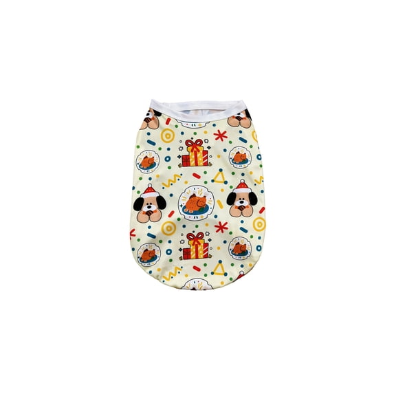 Thanksgiving Day Dog Vest, Pet Cat Fall Sleeveless Shirts with Pumpkin Turkey Autumn Leaves Owl Patterns, Dog Thanksgiving Vest Tank Tops, Outfit for Small Medium Dogs (Yellow, M)
