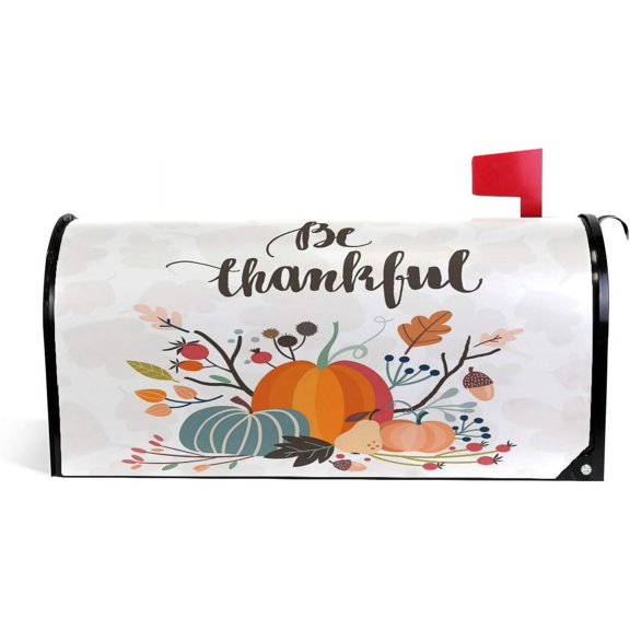 Thanksgiving Day Fall Pumpkin Magnetic Mailbox Cover MailWraps Garden Yard Home Decor for Outside Standard Size-18"x 20.8"