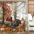 thumbnail image 1 of Thanksgiving Day Fall Shower Curtain for Bathroom, Rustic Autumn Farm Turkey Pumpkins Harvest Fabric Shower Curtains Set, Cute Vintage Farmhouse Restroom Decor Accessories with Hooks 72X72, 1 of 4