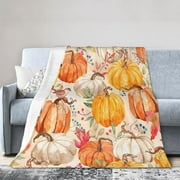 Thanksgiving Day Gift Fall Throw Blanket Happy Pumpkin Blanket Soft Fleece Flannel Throws Cozy Plush Fall Pumpkins Throw Blanket for Living Room Couch Sofa Bed 