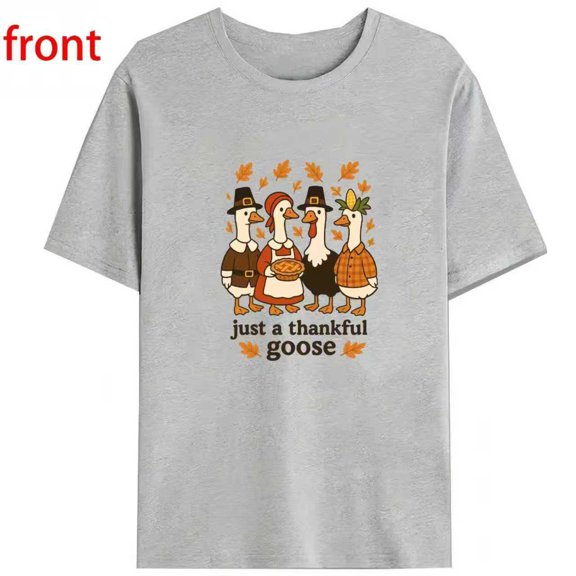 Thanksgiving Day Graphic Tees for Women, Causal T Shirt, Comfort Colors Tops,Crew neck,Retro,cotton,gray,S-3XL