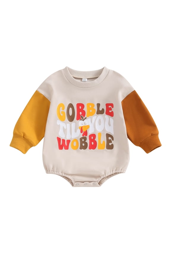 Thanksgiving Day Infant Baby Boys Girls Bodysuit 6M 12M 18M 24M Cute Turkey Letter Print Long Sleeve Fall Clothes