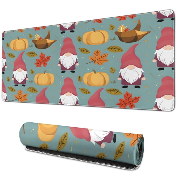 Thanksgiving Day Large Gaming Mouse Pad Extended Fall Pumpkin Sunflower Desk Mouse Pad with Stitched Edges, Washable, Non Slip Water Resist Keyboard Pad for Gamer, Office & Home, 31.5 X 11.8 in