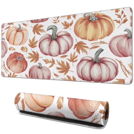 Thanksgiving Day Large Gaming Mouse Pad Extended Fall Pumpkin Sunflower Desk Mouse Pad with Stitched Edges, Washable, No Slip Water Resist Keyboard Pad for Gamer, Office & Home, 31.5 X 11.8 in