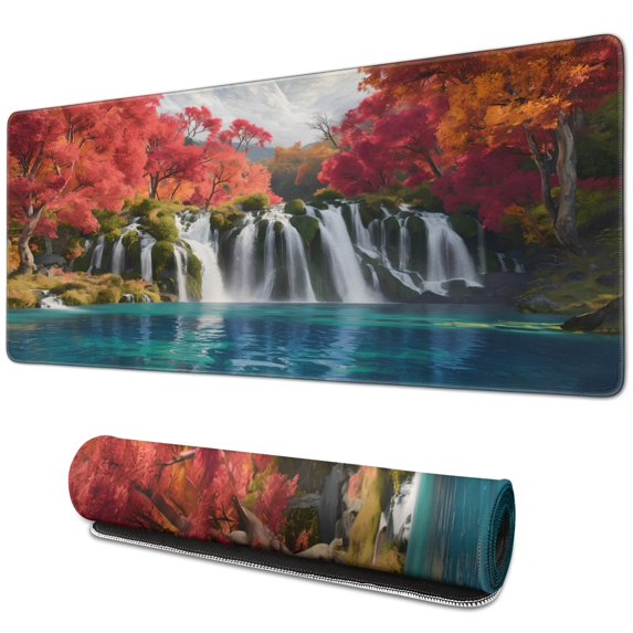 Thanksgiving Day Large Gaming Mouse Pad Extended Fall Pumpkin Sunflower Mouse Pads with Stitched Edges, Washable, Waterproof Water Resist Keyboard Pad for Gamer, Office & Home, 31.5 X 11.8 in