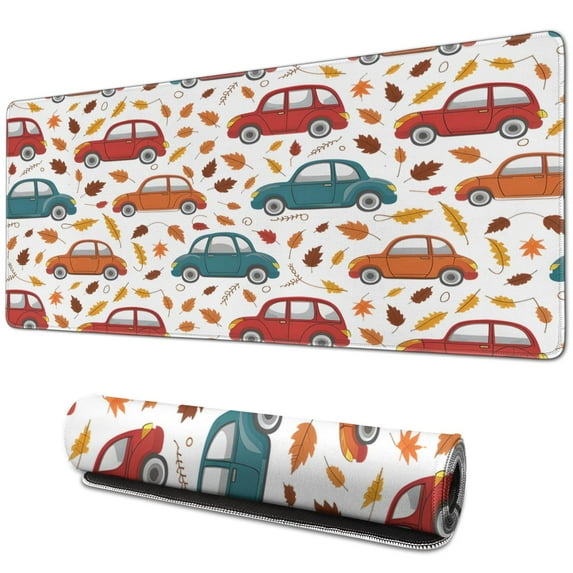 Thanksgiving Day Large Gaming Mouse Pad Extended Fall Pumpkin Sunflower Mousepad Gaming with Stitched Edges, Washable, Non Slip Water Resist Keyboard Pad for Gamer, Office & Home, 31.5 X 11.8 in