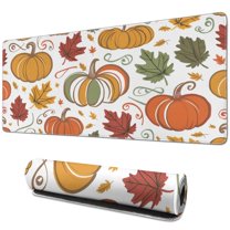 Thanksgiving Day Large Gaming Mouse Pad Extended Fall Pumpkin Sunflower Mousepad Gaming with Stitched Edges, Washable, Non Slip Water Resist Keyboard Pad for Gamer, Office & Home, 31.5 X 11.8 in