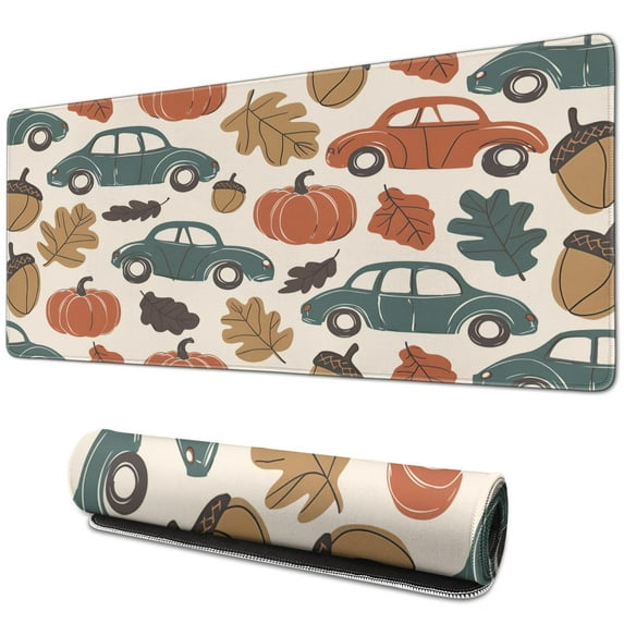 Thanksgiving Day Large Gaming Mouse Pad Extended Fall Pumpkin Sunflower Mousepad Gaming with Stitched Edges, Washable, No Slip Water Resist Keyboard Pad for Gamer, Office & Home, 31.5 X 11.8 in