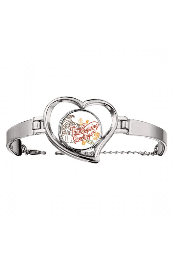 Thanksgiving Day Line Drawing Pattern Bracelet Heart Jewelry Wire Bangle