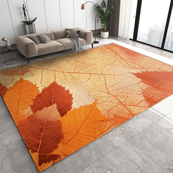Thanksgiving Day Maple Leaf Fall Area Rug, Natural Landscape Leaves Texture Non Slip Rugs, For Living Dinning Room Bedroom Fall Leaves Nursery Rug Carpet Floor Mat 3 x 4ft