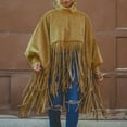 thumbnail image 1 of Thanksgiving Day Sales Juebong Women's Turtleneck Lantern Sleeves Tassel Cape Top Fashion Solid Color Cloak Fringes Coat Tops, 1 of 9