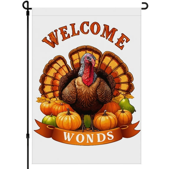 Thanksgiving Day Thanksgiving Holiday Durable Garden Flags for Outdoor 28x40 Inches Cute Cartoon Turkey Versatile Garden Flags for Outdoor Double Side Thanksgiving Decoration Garden Flags