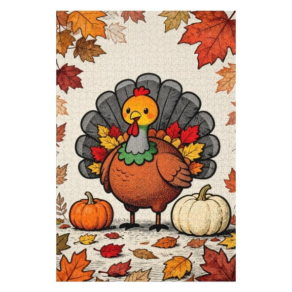 Thanksgiving Day Turkey - 1000 Pieces Puzzles Beginners Puzzle Puzzle Novelties, Spend Time to Get A Sense of Accomplishment Box 30 X 20 Inch for Home Decor